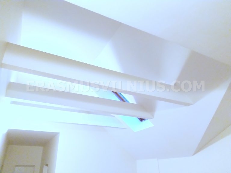 Gemeinschaftsbereich mit Abendlicht durch Dachfenster in Erasmus-Wohnung