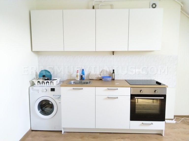 Dachblick über die Altstadt von Vilnius im Sommer vom Dachfenster